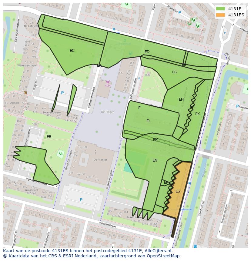 Afbeelding van het postcodegebied 4131 ES op de kaart.