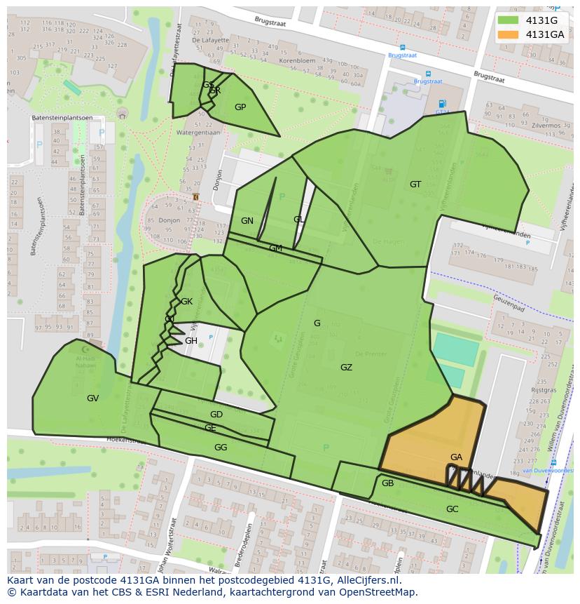 Afbeelding van het postcodegebied 4131 GA op de kaart.