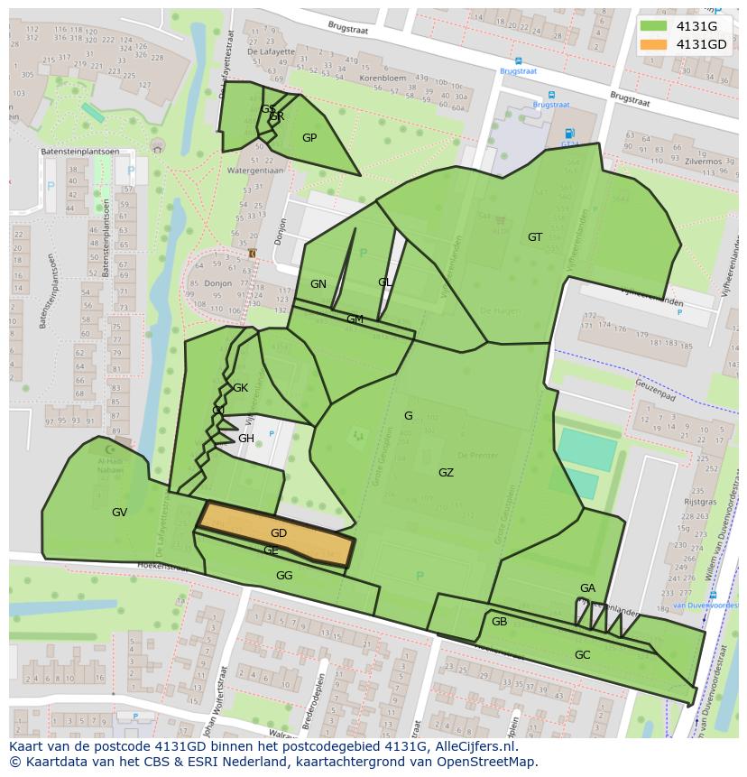 Afbeelding van het postcodegebied 4131 GD op de kaart.