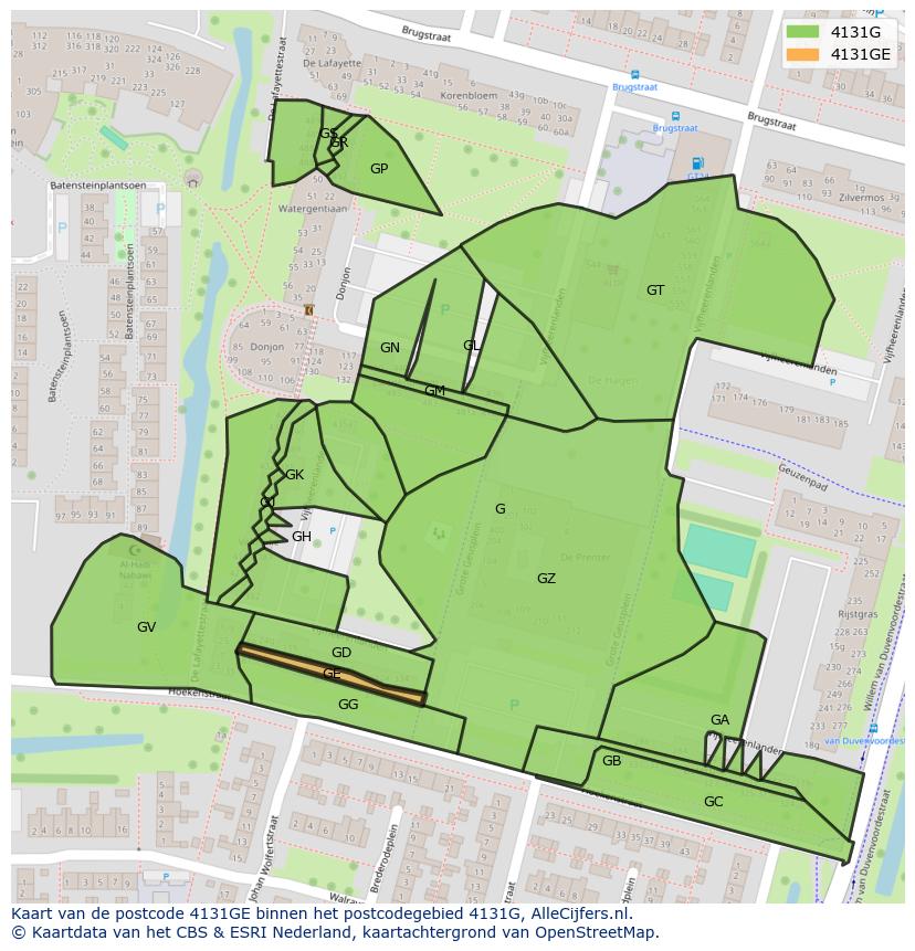 Afbeelding van het postcodegebied 4131 GE op de kaart.