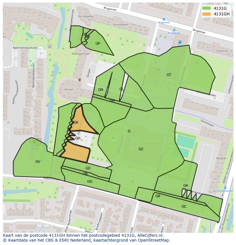 Afbeelding van het postcodegebied 4131 GH op de kaart.