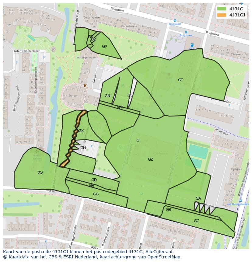 Afbeelding van het postcodegebied 4131 GJ op de kaart.