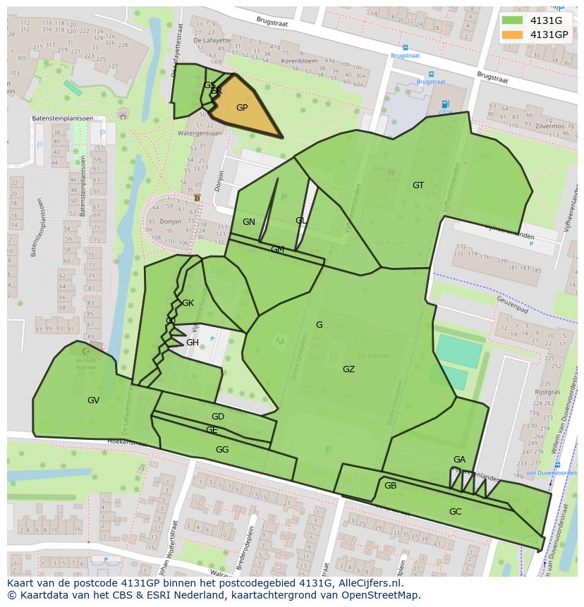 Afbeelding van het postcodegebied 4131 GP op de kaart.