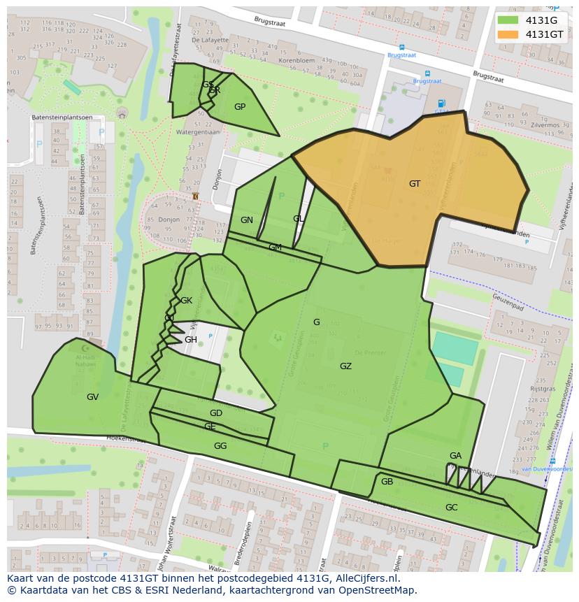 Afbeelding van het postcodegebied 4131 GT op de kaart.