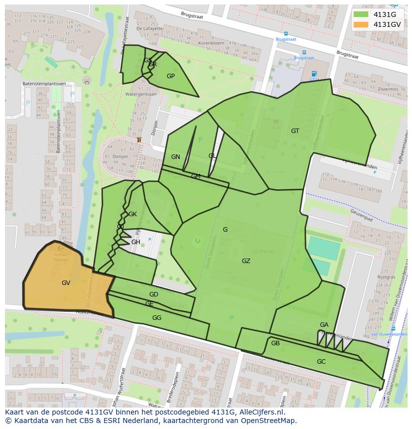 Afbeelding van het postcodegebied 4131 GV op de kaart.
