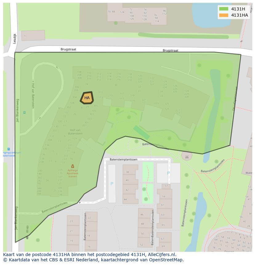 Afbeelding van het postcodegebied 4131 HA op de kaart.