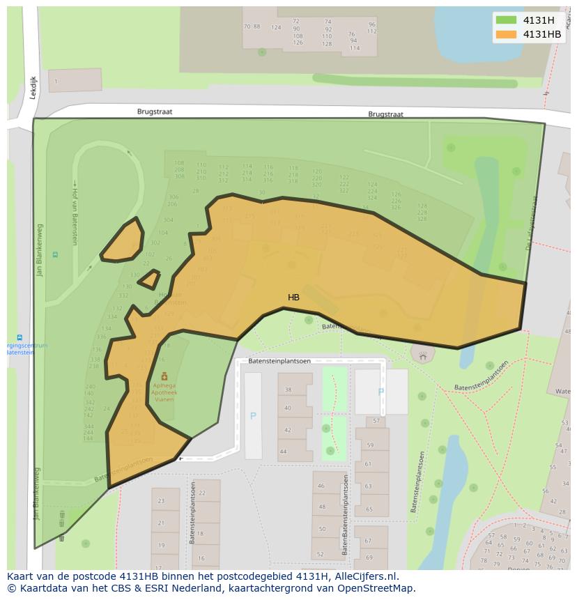 Afbeelding van het postcodegebied 4131 HB op de kaart.