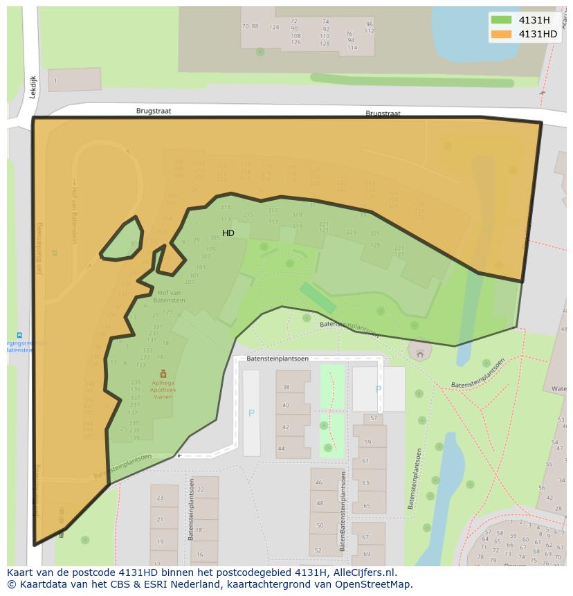 Afbeelding van het postcodegebied 4131 HD op de kaart.