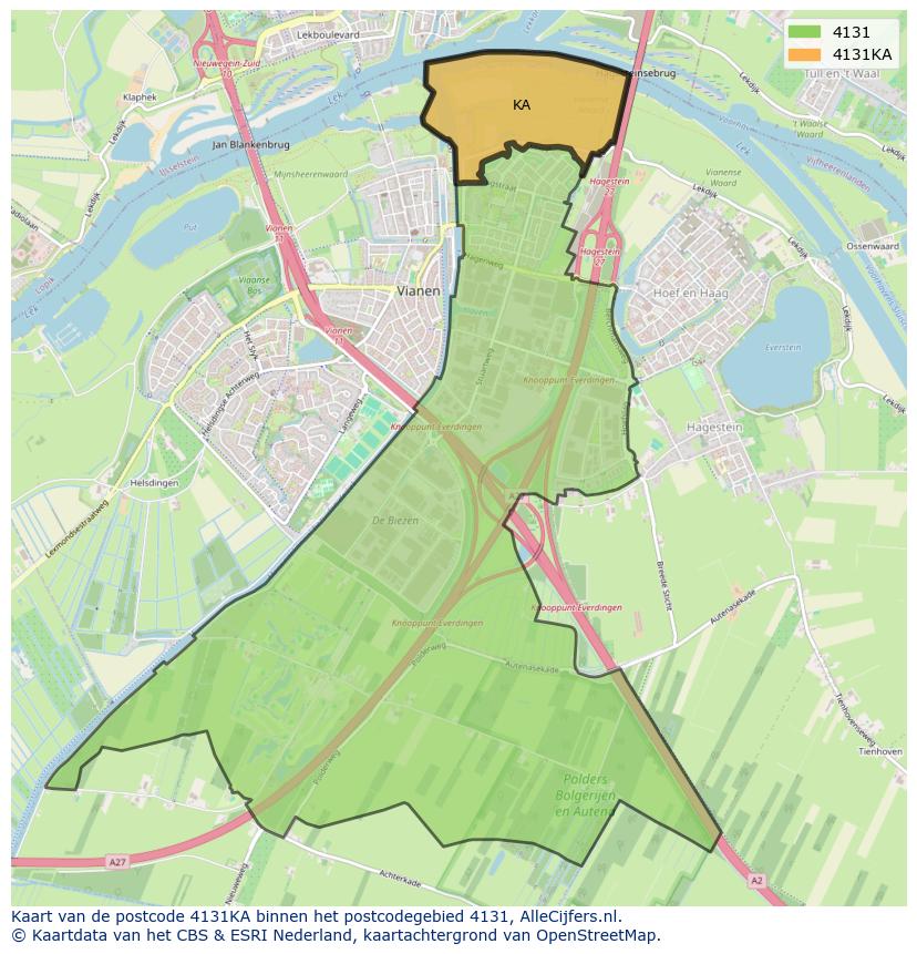 Afbeelding van het postcodegebied 4131 KA op de kaart.