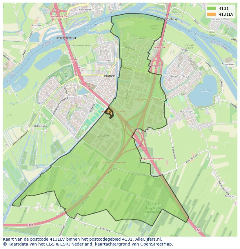 Afbeelding van het postcodegebied 4131 LV op de kaart.
