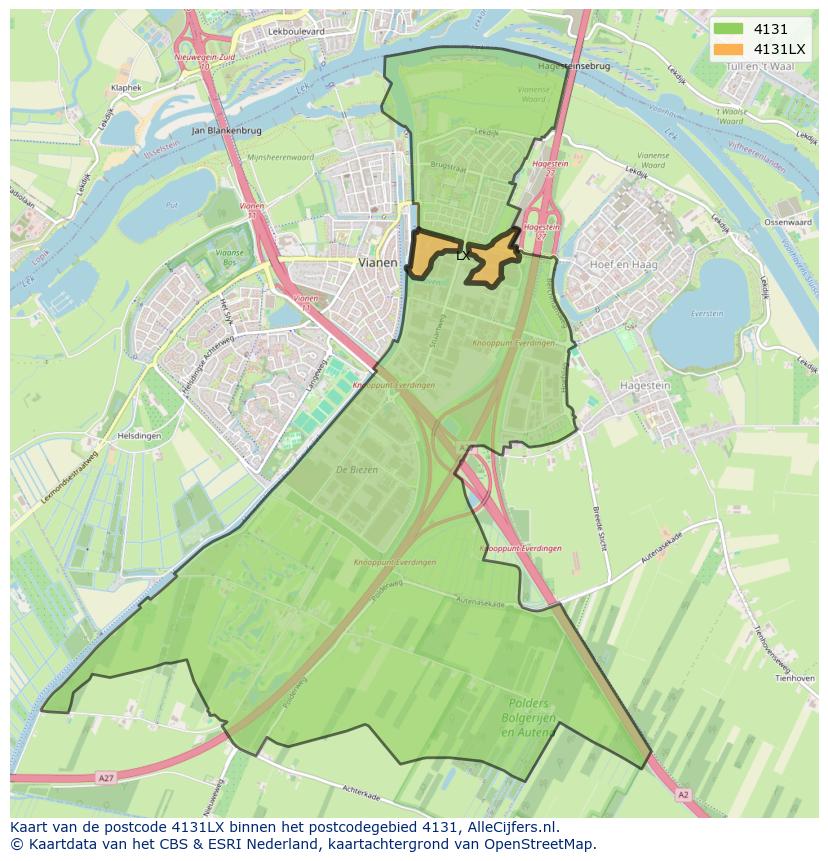 Afbeelding van het postcodegebied 4131 LX op de kaart.