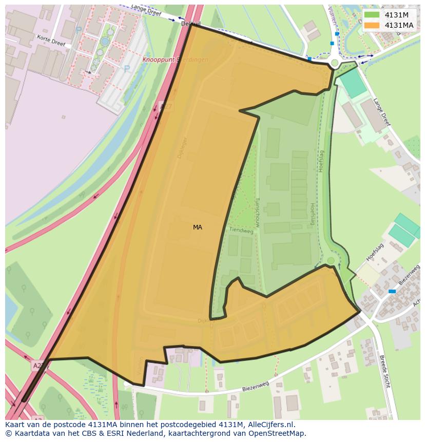 Afbeelding van het postcodegebied 4131 MA op de kaart.