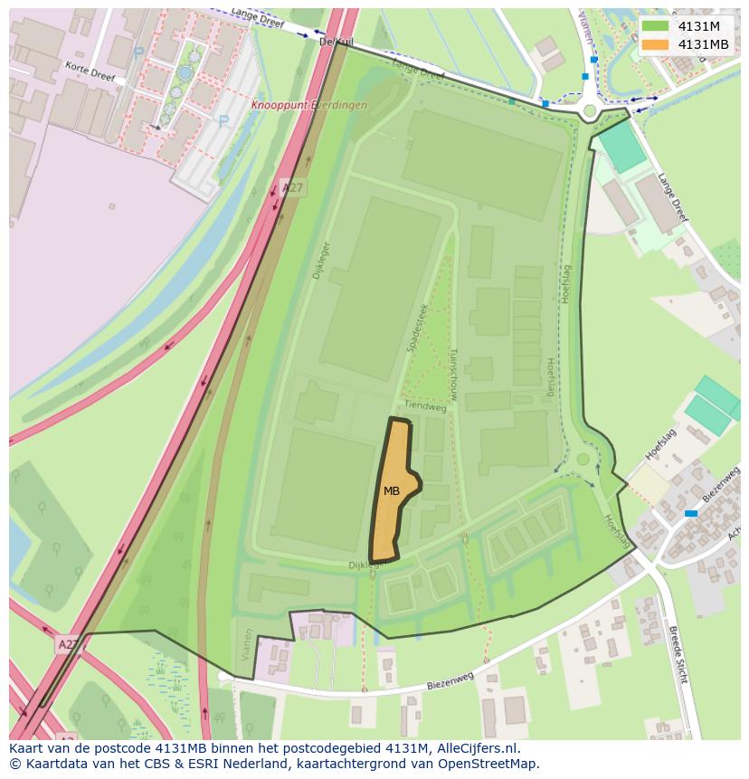 Afbeelding van het postcodegebied 4131 MB op de kaart.