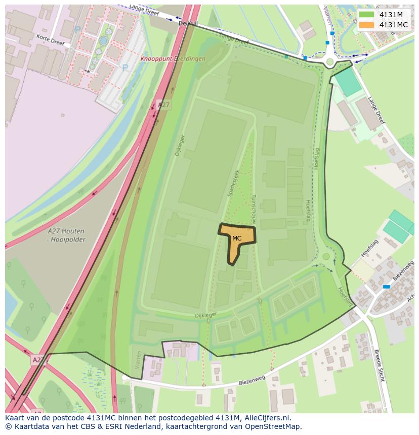 Afbeelding van het postcodegebied 4131 MC op de kaart.