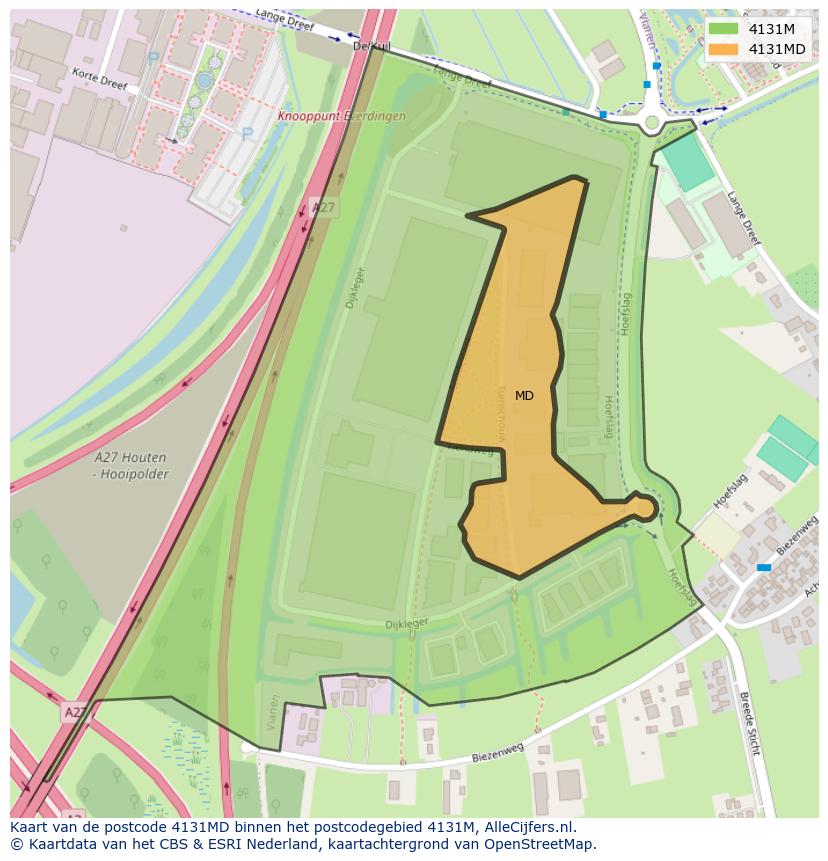 Afbeelding van het postcodegebied 4131 MD op de kaart.
