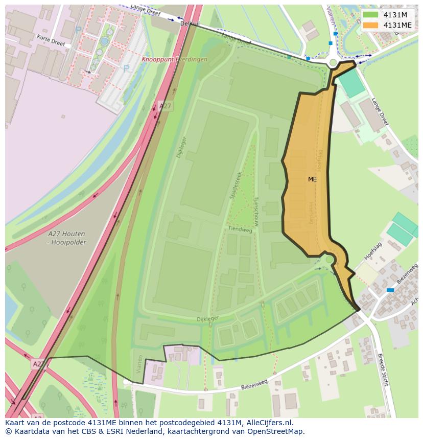 Afbeelding van het postcodegebied 4131 ME op de kaart.