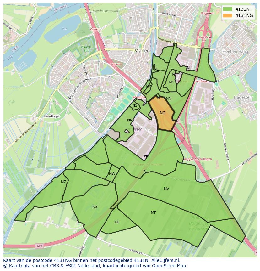 Afbeelding van het postcodegebied 4131 NG op de kaart.