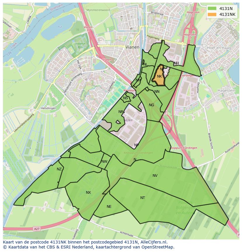 Afbeelding van het postcodegebied 4131 NK op de kaart.