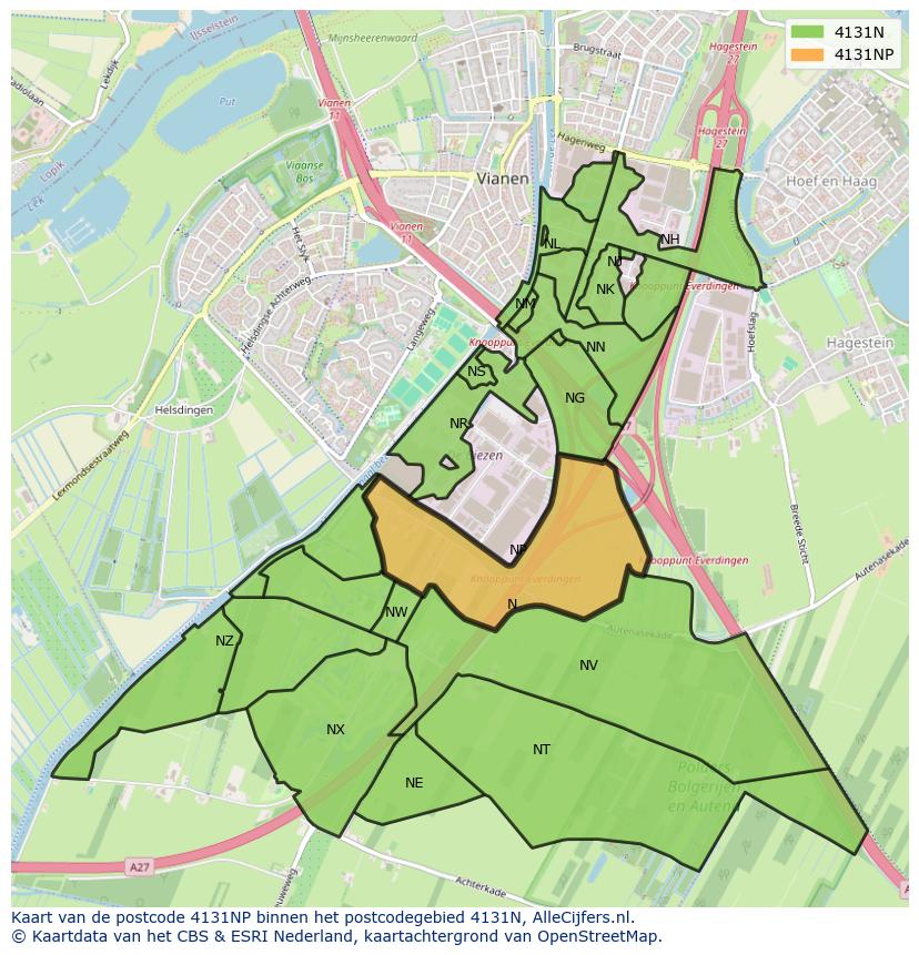 Afbeelding van het postcodegebied 4131 NP op de kaart.
