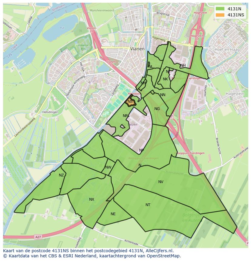 Afbeelding van het postcodegebied 4131 NS op de kaart.