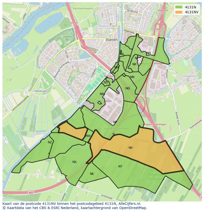 Afbeelding van het postcodegebied 4131 NV op de kaart.