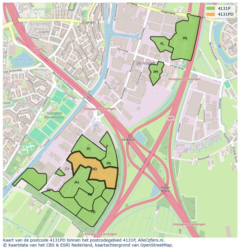 Afbeelding van het postcodegebied 4131 PD op de kaart.