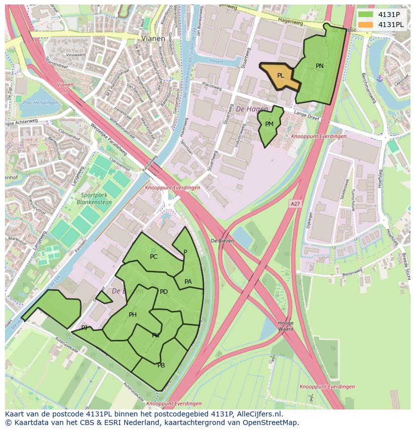 Afbeelding van het postcodegebied 4131 PL op de kaart.