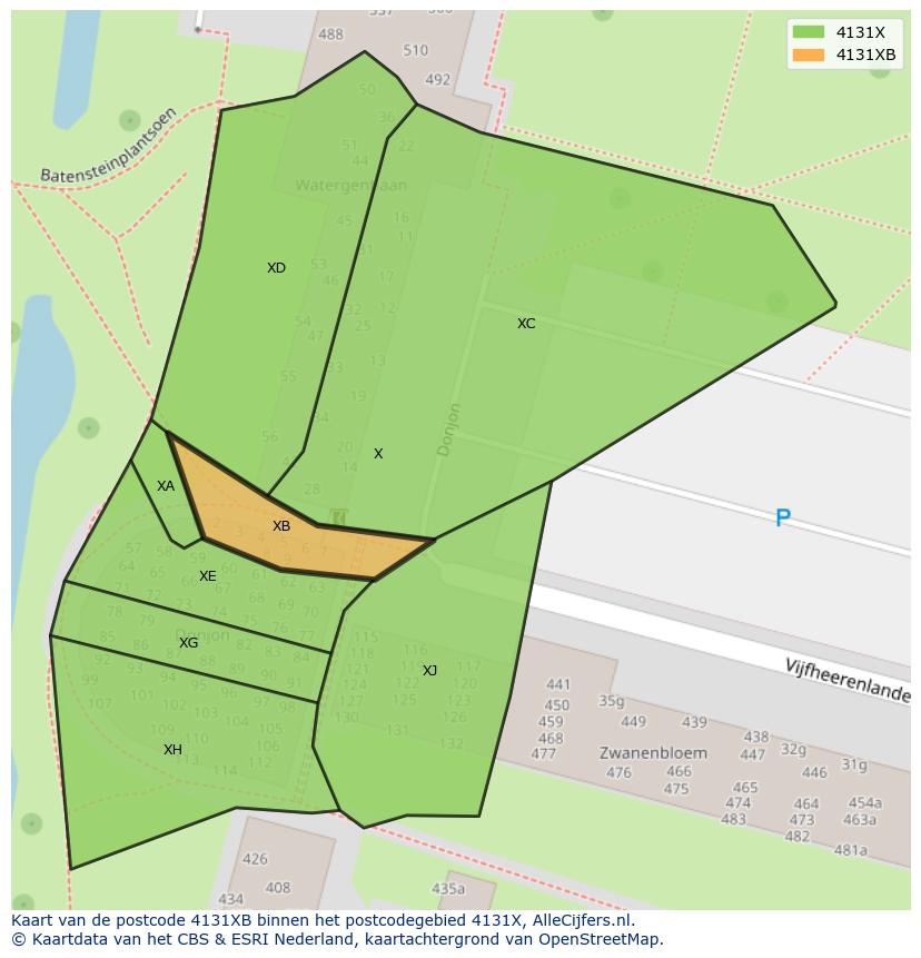 Afbeelding van het postcodegebied 4131 XB op de kaart.