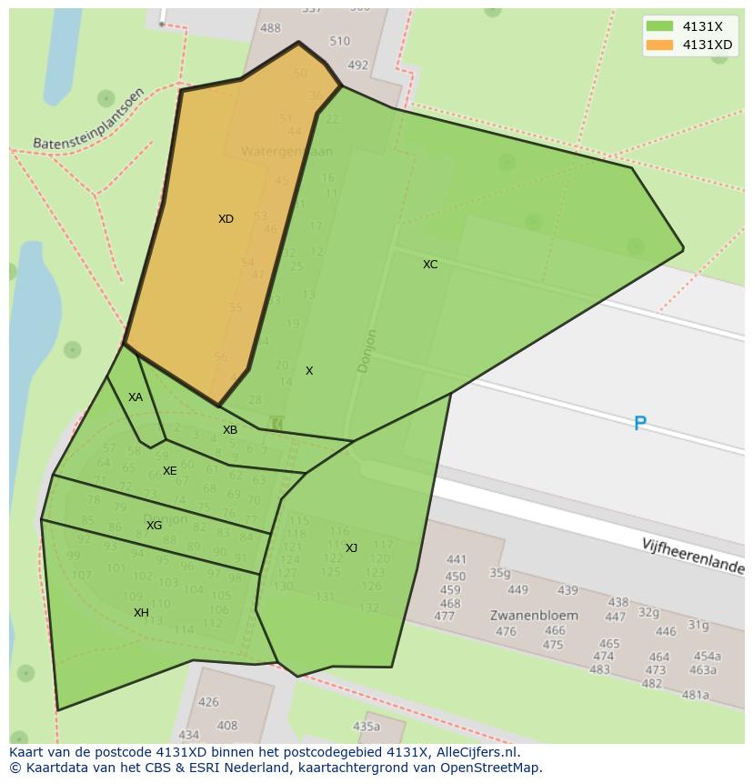 Afbeelding van het postcodegebied 4131 XD op de kaart.