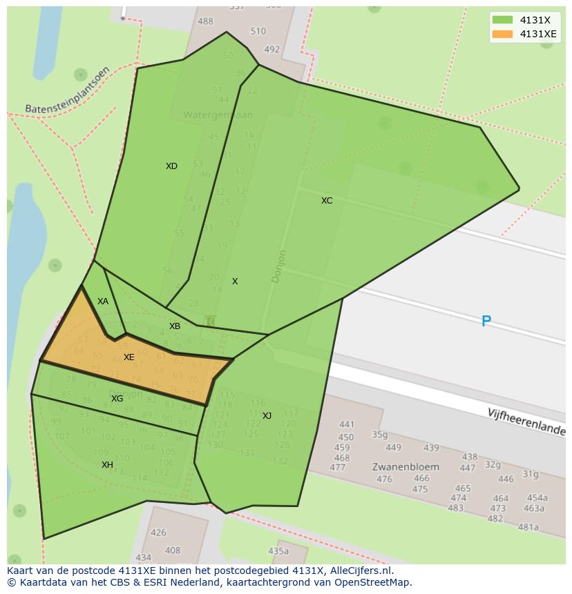 Afbeelding van het postcodegebied 4131 XE op de kaart.