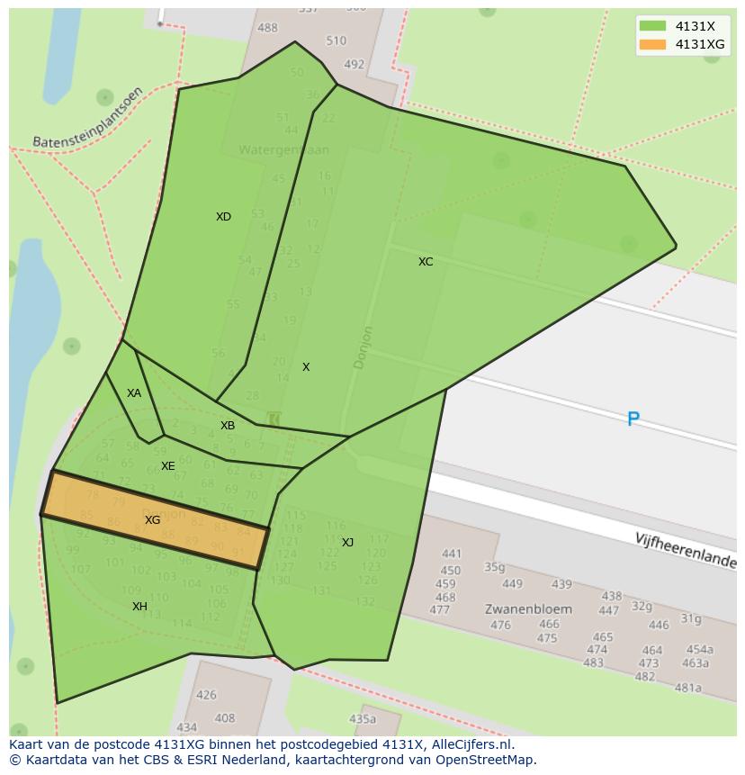 Afbeelding van het postcodegebied 4131 XG op de kaart.
