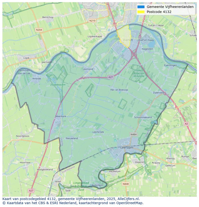 Afbeelding van het postcodegebied 4132 op de kaart.