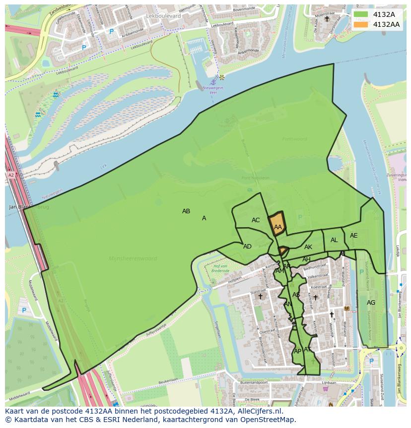 Afbeelding van het postcodegebied 4132 AA op de kaart.
