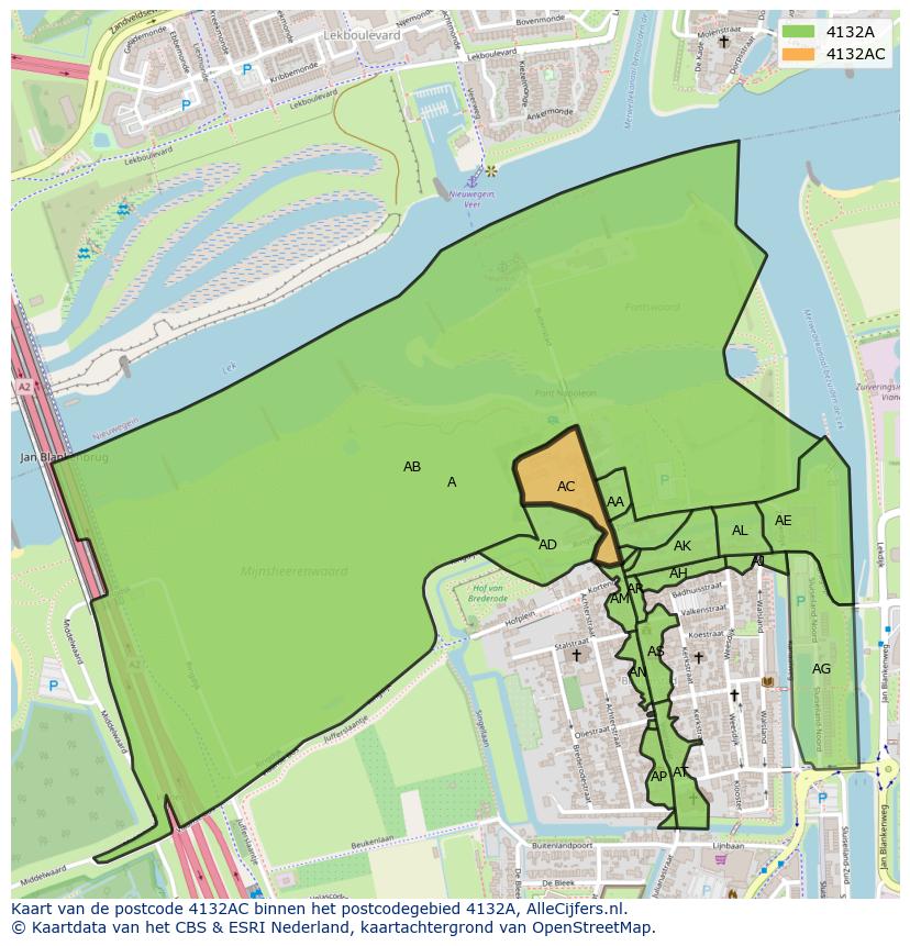 Afbeelding van het postcodegebied 4132 AC op de kaart.