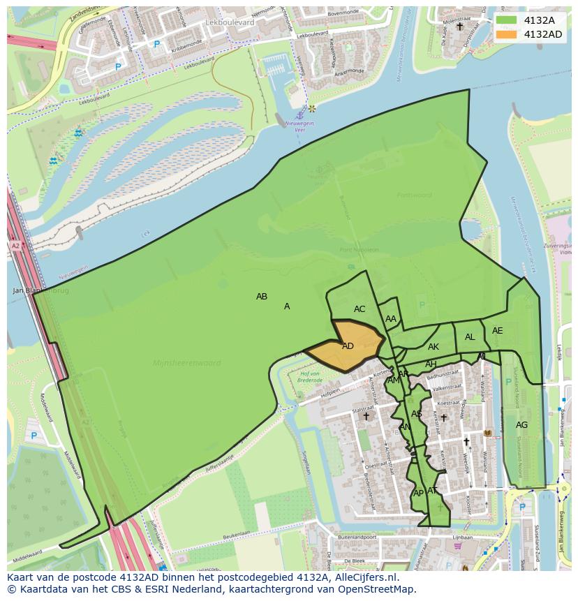 Afbeelding van het postcodegebied 4132 AD op de kaart.