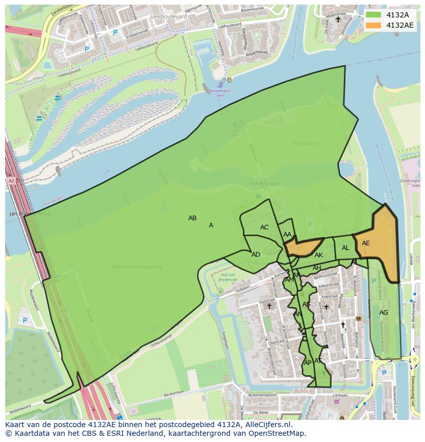Afbeelding van het postcodegebied 4132 AE op de kaart.