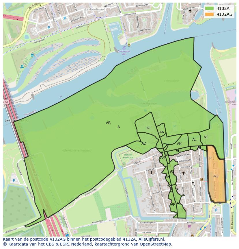 Afbeelding van het postcodegebied 4132 AG op de kaart.