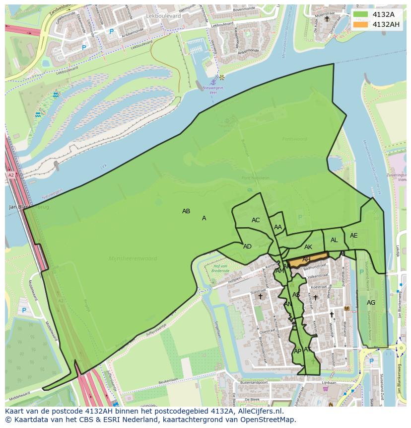 Afbeelding van het postcodegebied 4132 AH op de kaart.