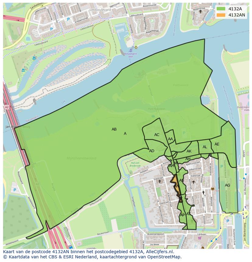 Afbeelding van het postcodegebied 4132 AN op de kaart.