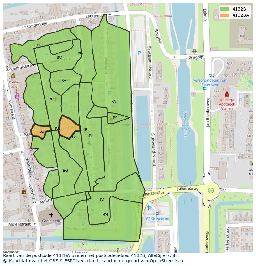 Afbeelding van het postcodegebied 4132 BA op de kaart.