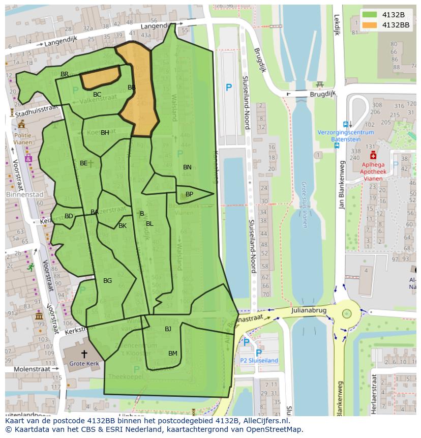 Afbeelding van het postcodegebied 4132 BB op de kaart.