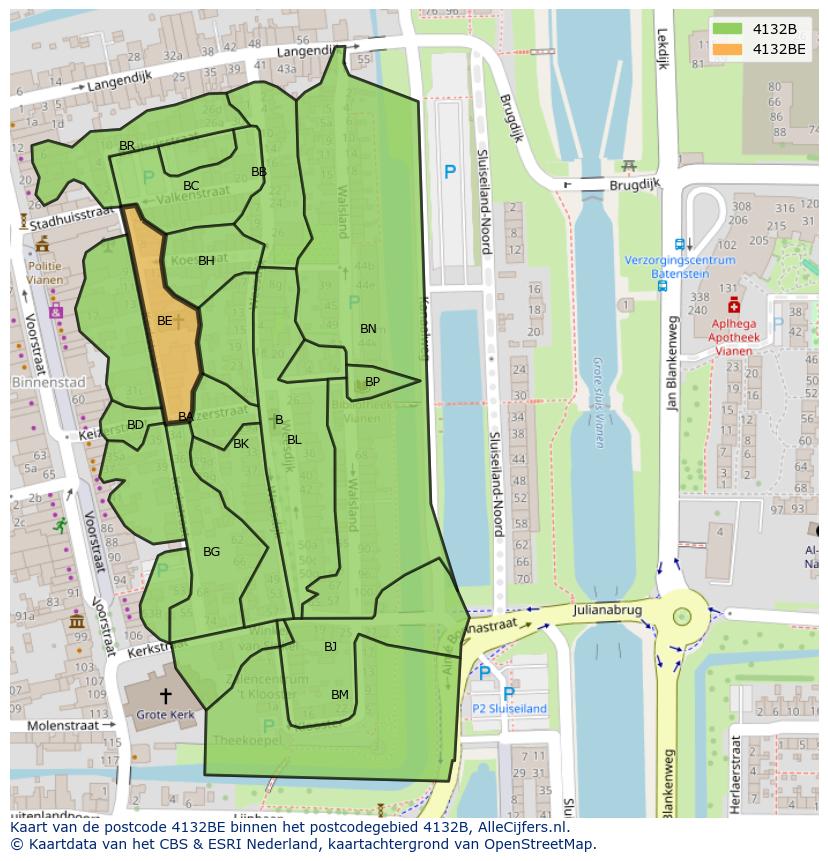 Afbeelding van het postcodegebied 4132 BE op de kaart.