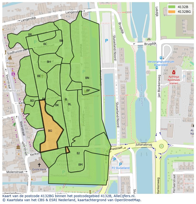 Afbeelding van het postcodegebied 4132 BG op de kaart.