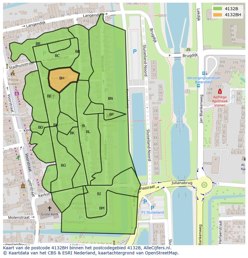 Afbeelding van het postcodegebied 4132 BH op de kaart.
