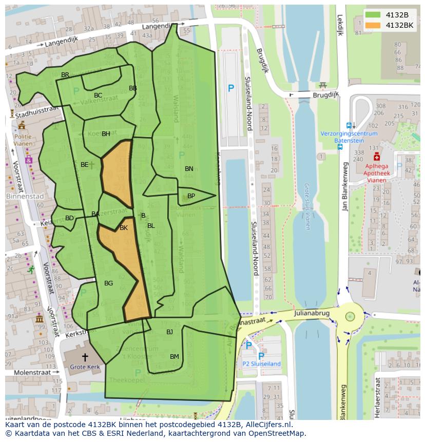 Afbeelding van het postcodegebied 4132 BK op de kaart.
