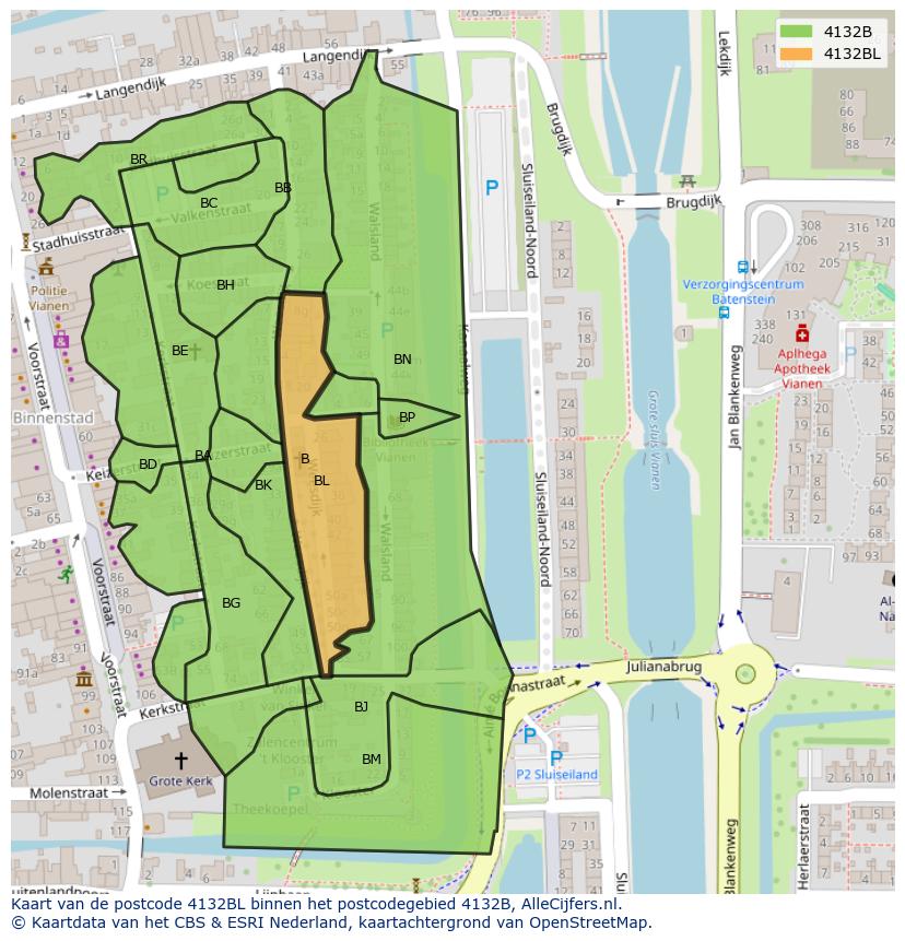 Afbeelding van het postcodegebied 4132 BL op de kaart.