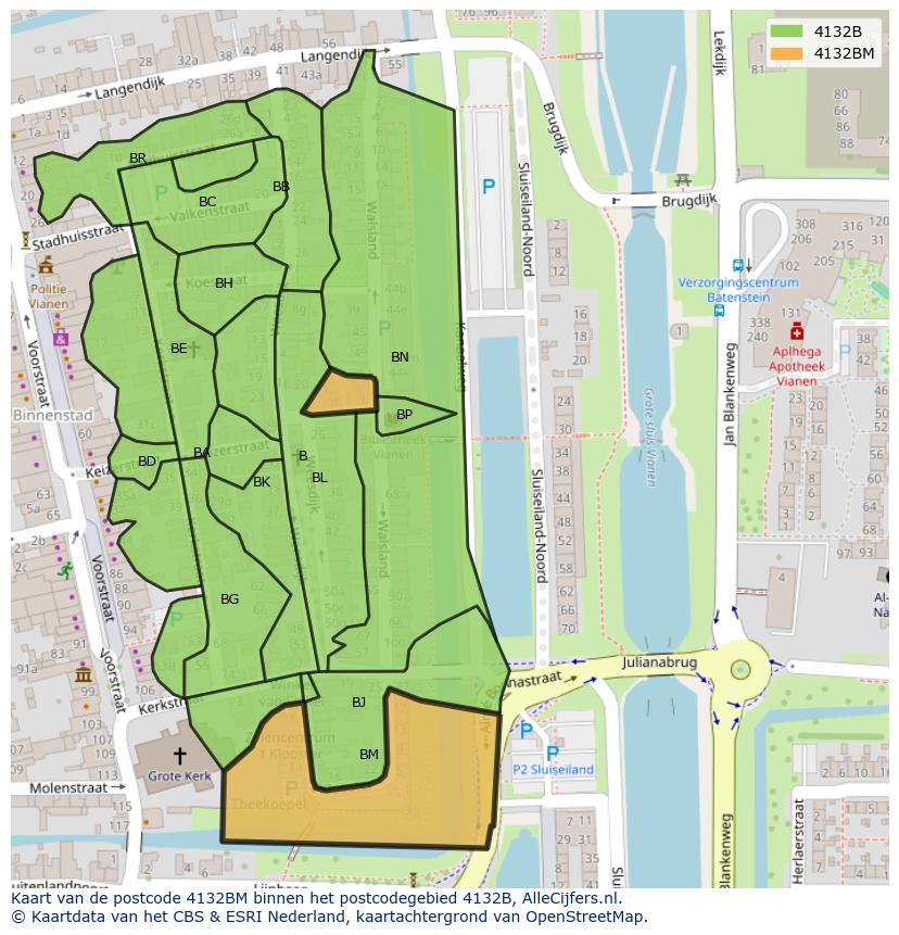 Afbeelding van het postcodegebied 4132 BM op de kaart.