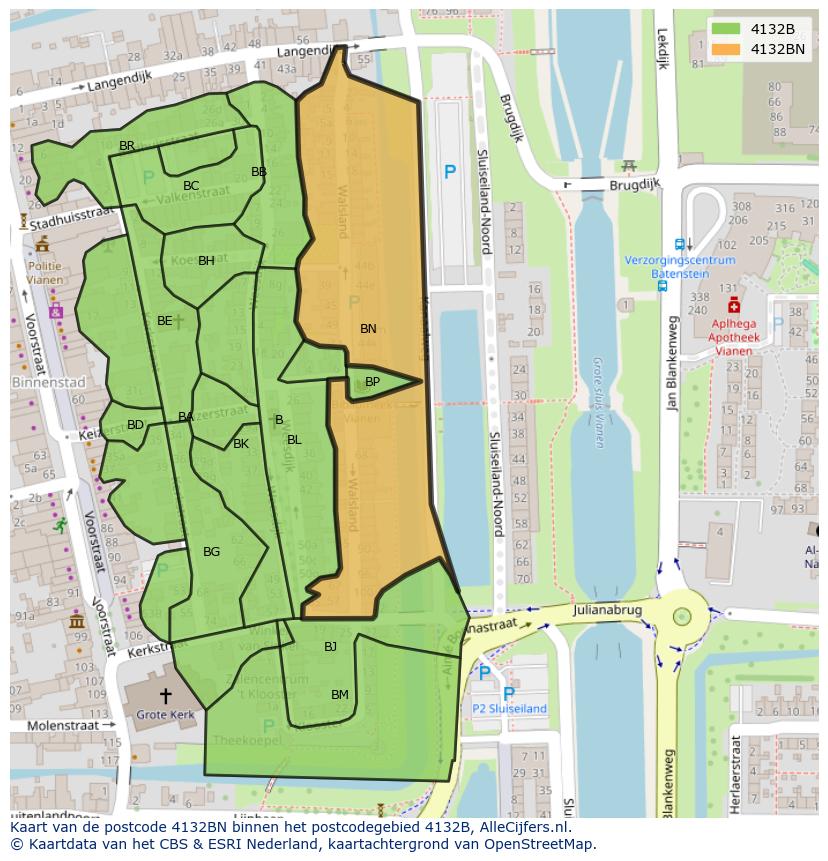 Afbeelding van het postcodegebied 4132 BN op de kaart.