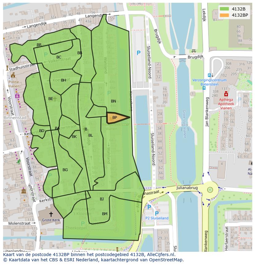 Afbeelding van het postcodegebied 4132 BP op de kaart.