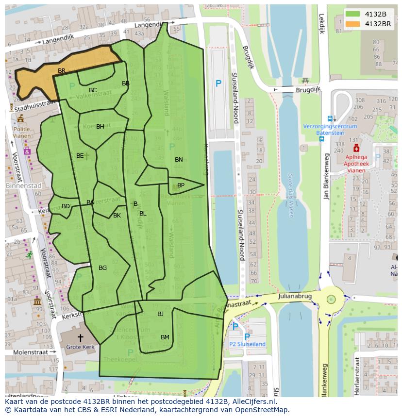 Afbeelding van het postcodegebied 4132 BR op de kaart.